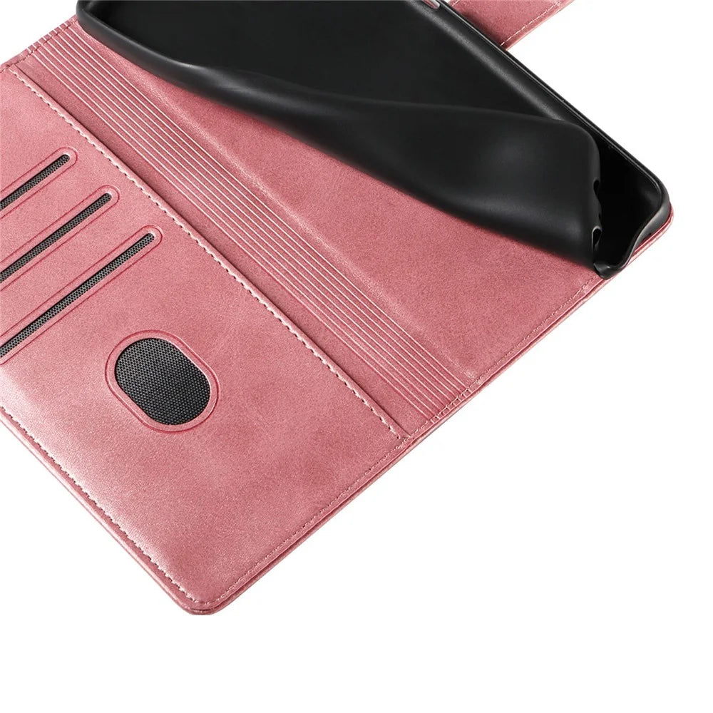 For Samsung Galaxy A37 5G Case Leather Stand Phone Shell with Magnetic Closure - Rose Gold - 5