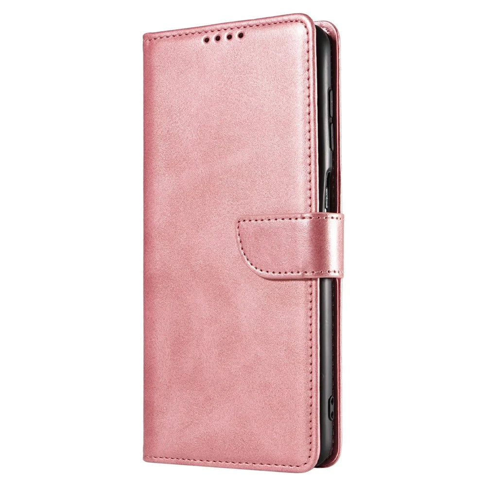 For Samsung Galaxy A37 5G Case Leather Stand Phone Shell with Magnetic Closure - Rose Gold - 7