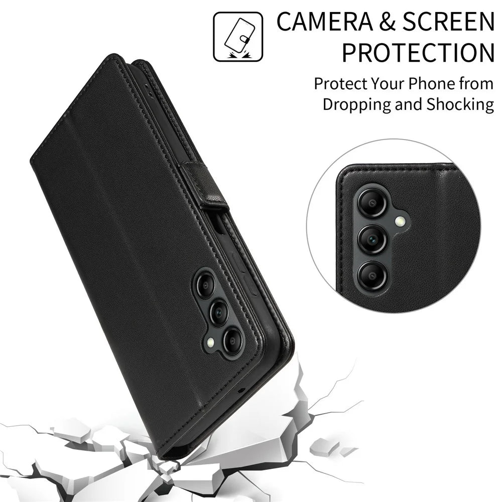 For Samsung Galaxy S26+ Case Side Magnetic Clasp RFID Blocking Leather Phone Wallet Cover - Black - 5