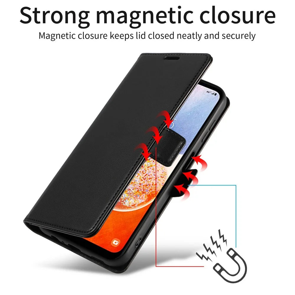 For Samsung Galaxy S26+ Case Side Magnetic Clasp RFID Blocking Leather Phone Wallet Cover - Black - 6