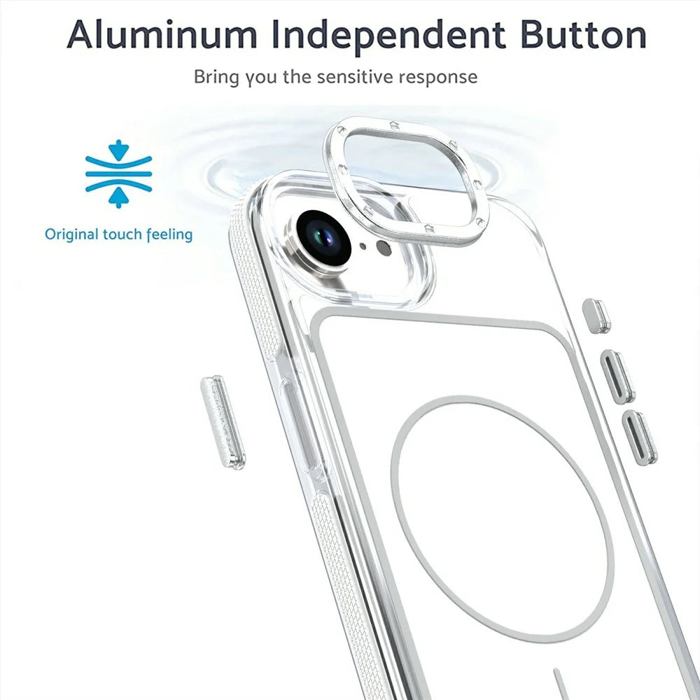 For iPhone 17e / 16e Magnetic Case Dual Color Shockproof TPU PC Phone Cover Compatible with MagSafe - White - 2
