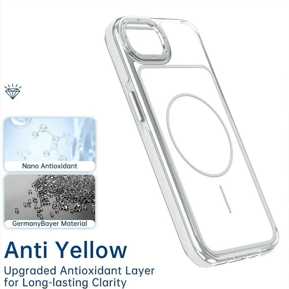 For iPhone 17e / 16e Magnetic Case Dual Color Shockproof TPU PC Phone Cover Compatible with MagSafe - White - 6