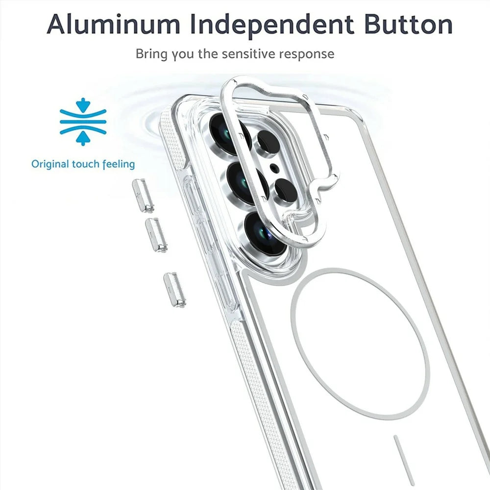 For Samsung Galaxy S24 Ultra Magnetic Case Dual Color Shockproof TPU PC Phone Cover - White - 2