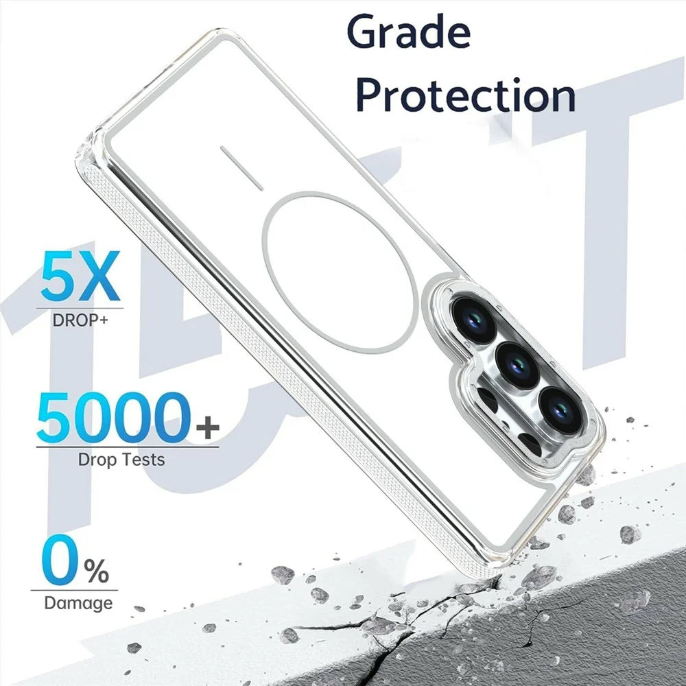 For Samsung Galaxy S24 Ultra Magnetic Case Dual Color Shockproof TPU PC Phone Cover - White - 3