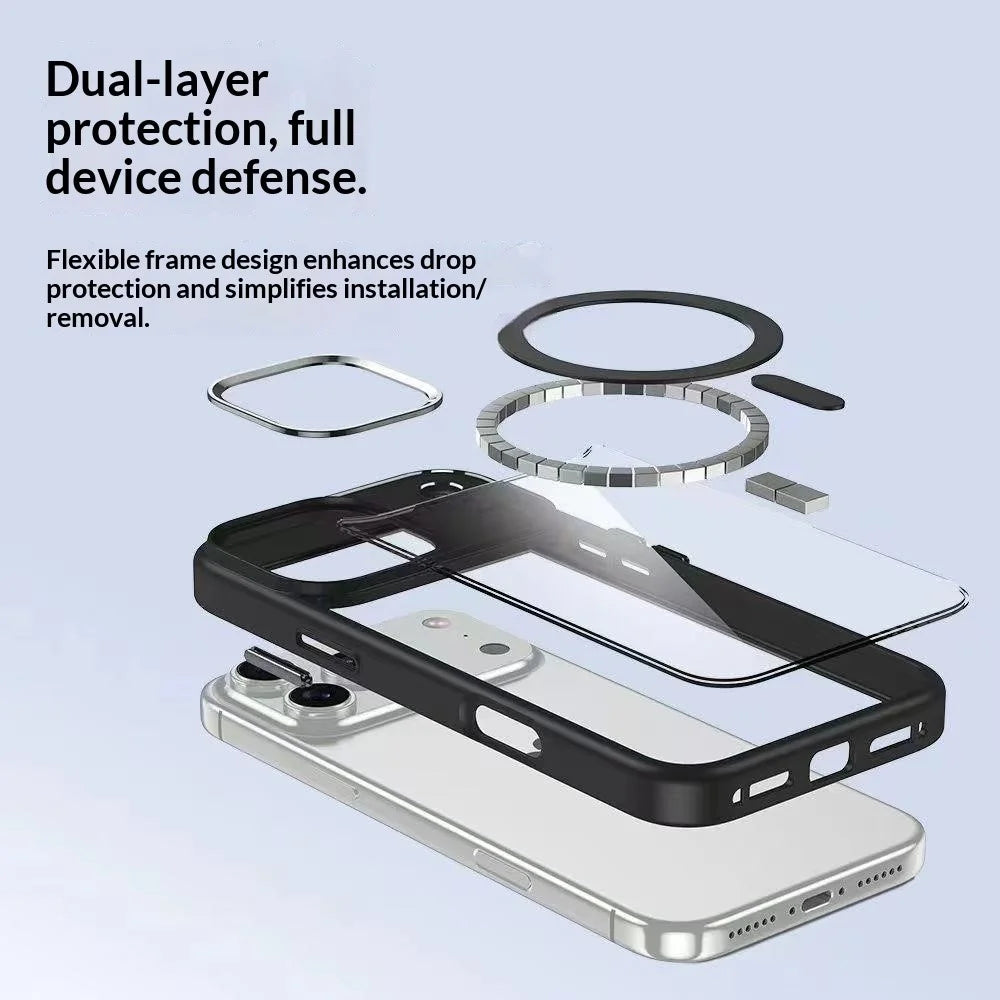 For iPhone 17 Pro Max Magnetic Case TPU + PC Clear Protective Phone Cover Compatible with MagSafe - Black - 4