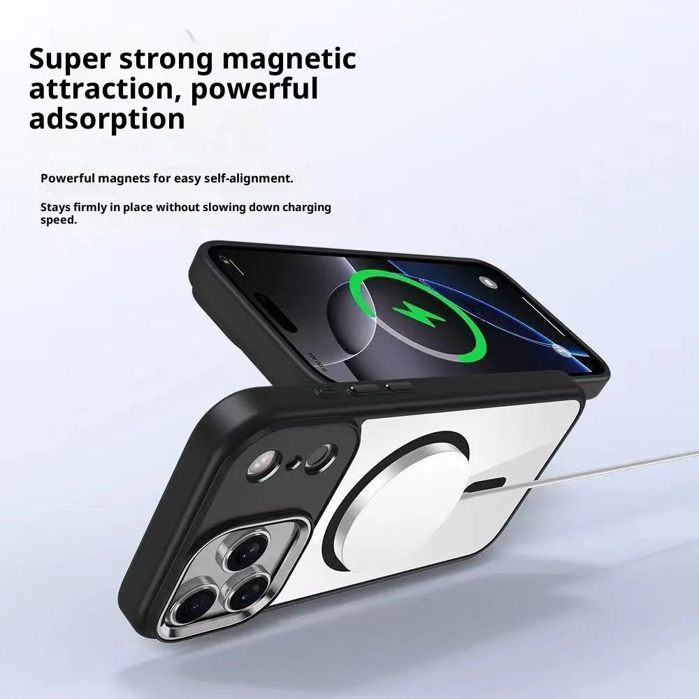 For iPhone 17 Pro Max Magnetic Case TPU + PC Clear Protective Phone Cover Compatible with MagSafe - Black - 5