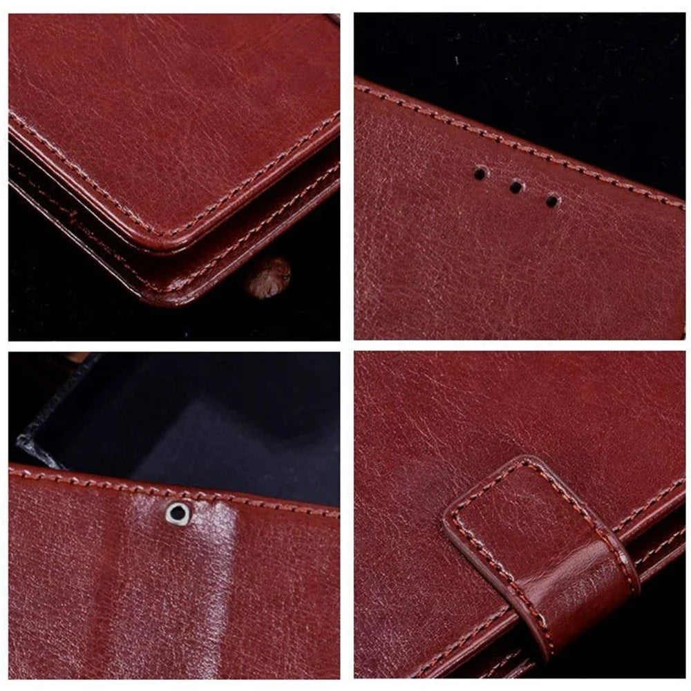 IDEWEI For Samsung Galaxy A04s 4G (164.7mm) Phone Protective Case Crazy Horse Texture Anti-scratch PU Leather Flip Stand Wallet Cover - Brown - 5