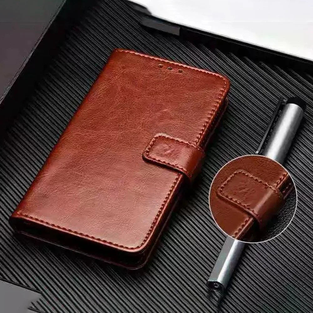 IDEWEI For Samsung Galaxy A04s 4G (164.7mm) Phone Protective Case Crazy Horse Texture Anti-scratch PU Leather Flip Stand Wallet Cover - Brown - 6