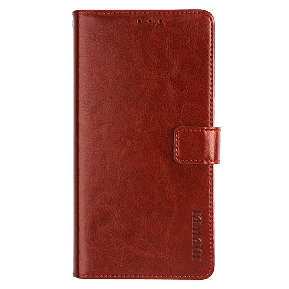 IDEWEI For Samsung Galaxy A04s 4G (164.7mm) Phone Protective Case Crazy Horse Texture Anti-scratch PU Leather Flip Stand Wallet Cover - Brown - 7