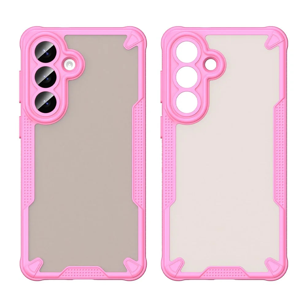 For Samsung Galaxy S26+ Case PC + TPU Semi-Transparent Frosted Finish Protective Phone Cover - Pink - 2