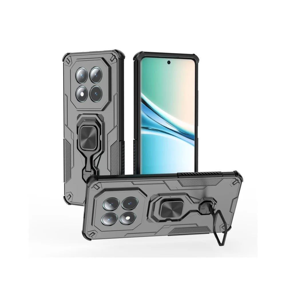WANLONFENG For Xiaomi Poco M8 5G / Redmi Note 15 5G (Global) Phone Case PC TPU Back Cover Kickstand with Tempered Glass - Black - 2