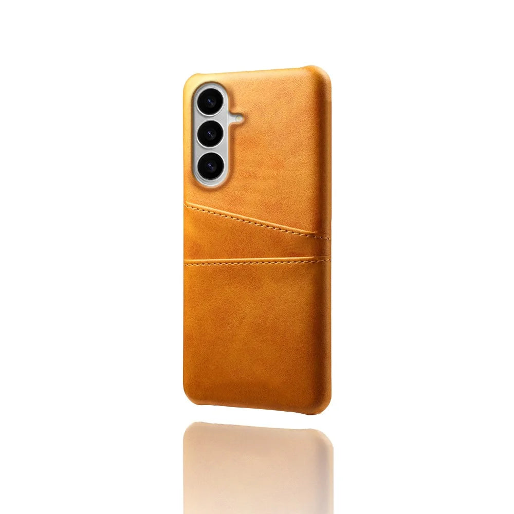 For Samsung Galaxy S26+ Case Dual Card Slots PU Leather + Hard PC Phone Cover - Orange - 3