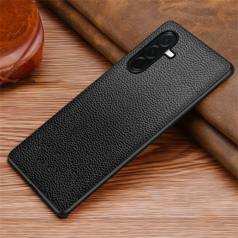 For Samsung Galaxy A34 5G Case Litchi Texture PU Leather Coated PC + TPU Protective Phone Back Cover - Black - 2
