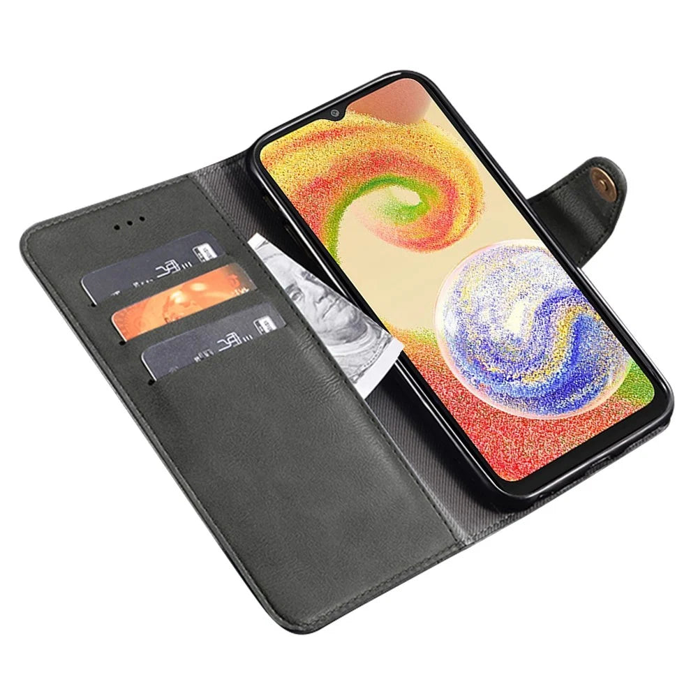 IDEWEI For Samsung Galaxy A23 4G / A23 5G (Global Version) Anti-scratch Fine Texture Phone Flip Case TPU+PU Leather Wallet Stand Cell Phone Cover - Black - 2