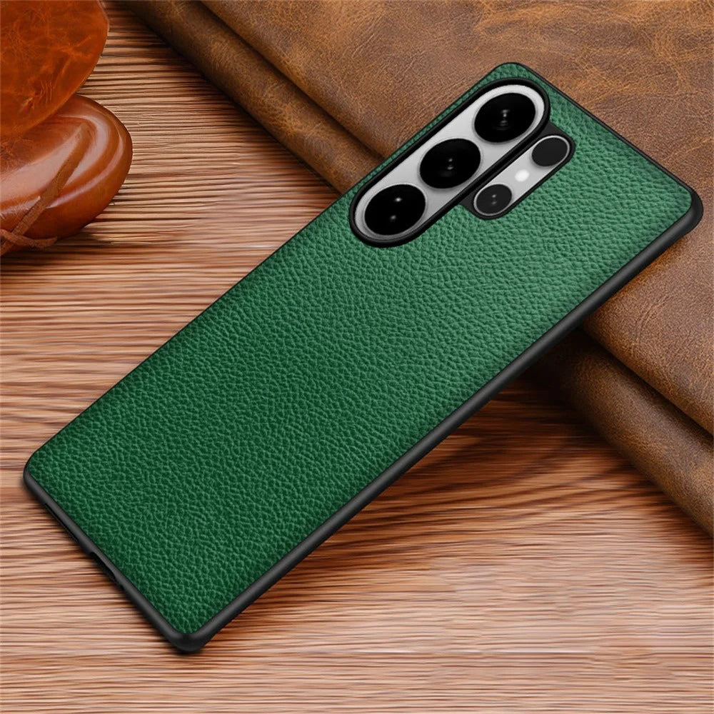 For Samsung Galaxy S26 Ultra Case Litchi Texture PU Leather Coated PC + TPU Protective Phone Back Cover - Green - 2