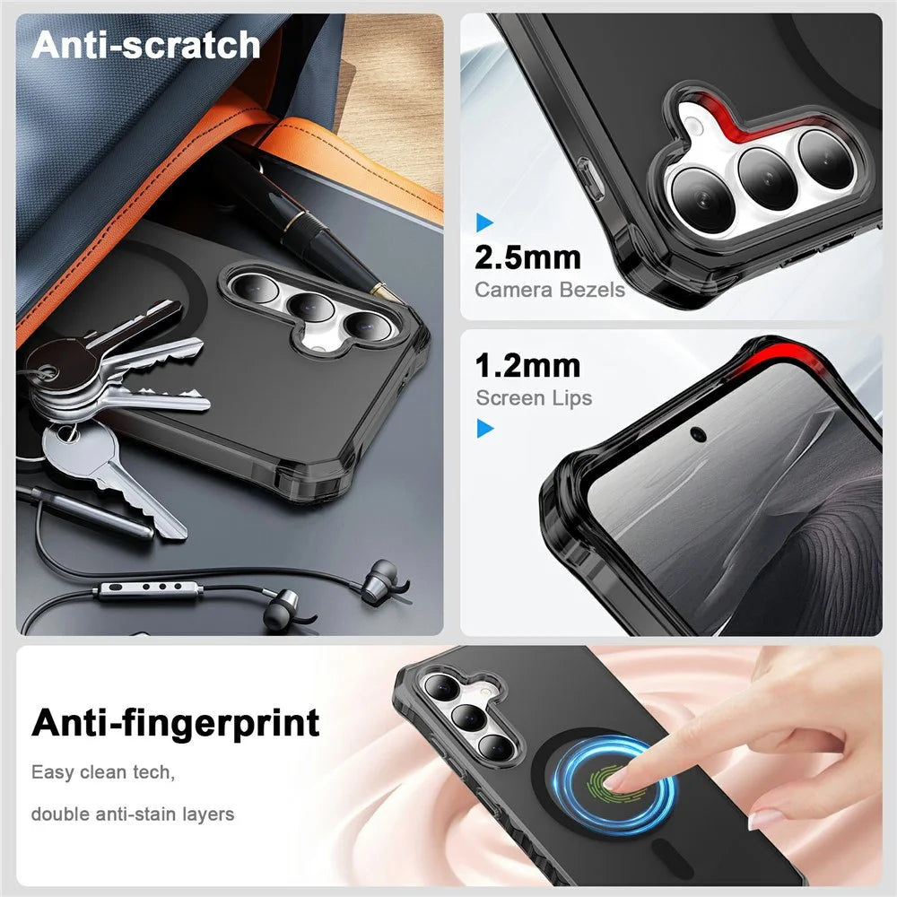 For Samsung Galaxy S26+ Magnetic Case Small Wavy Edge PC + TPU Phone Cover - Black - 4
