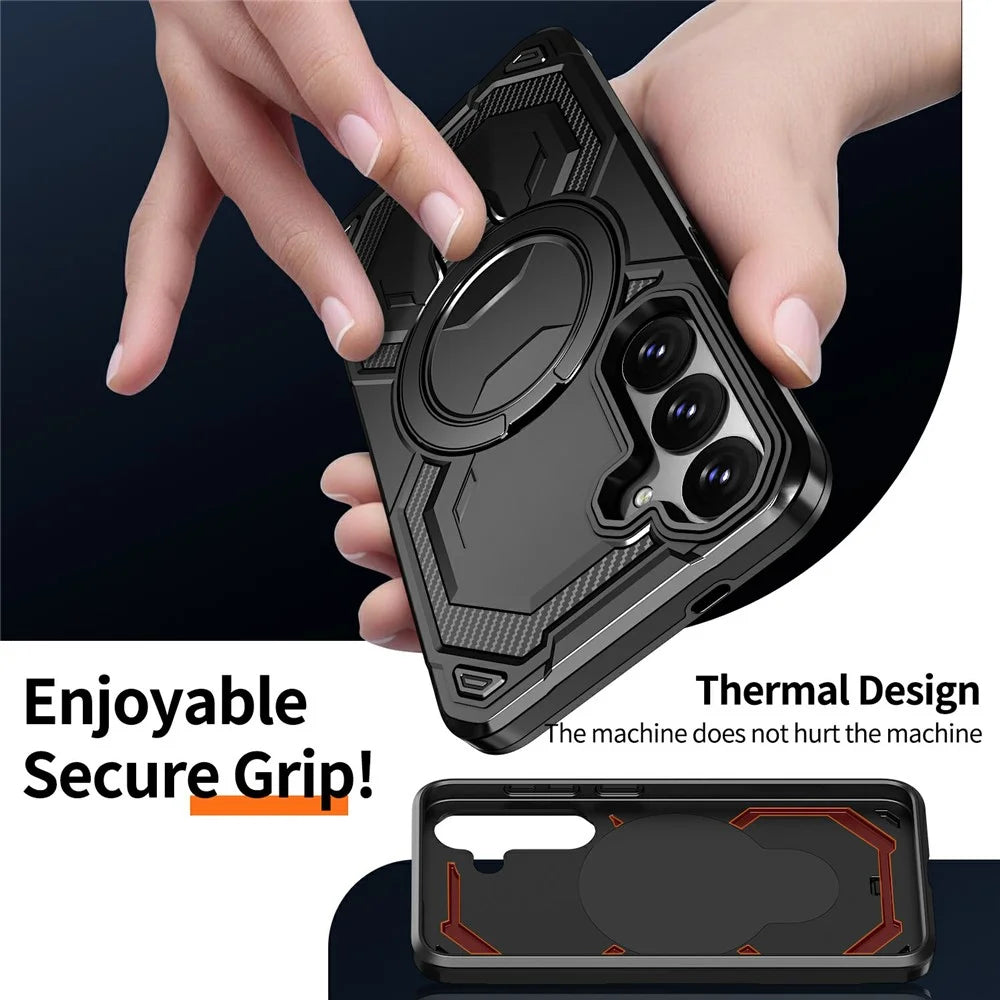 For Samsung Galaxy A57 5G Magnetic Case Ring Kickstand PC + TPU Hybrid Phone Cover - Black - 3