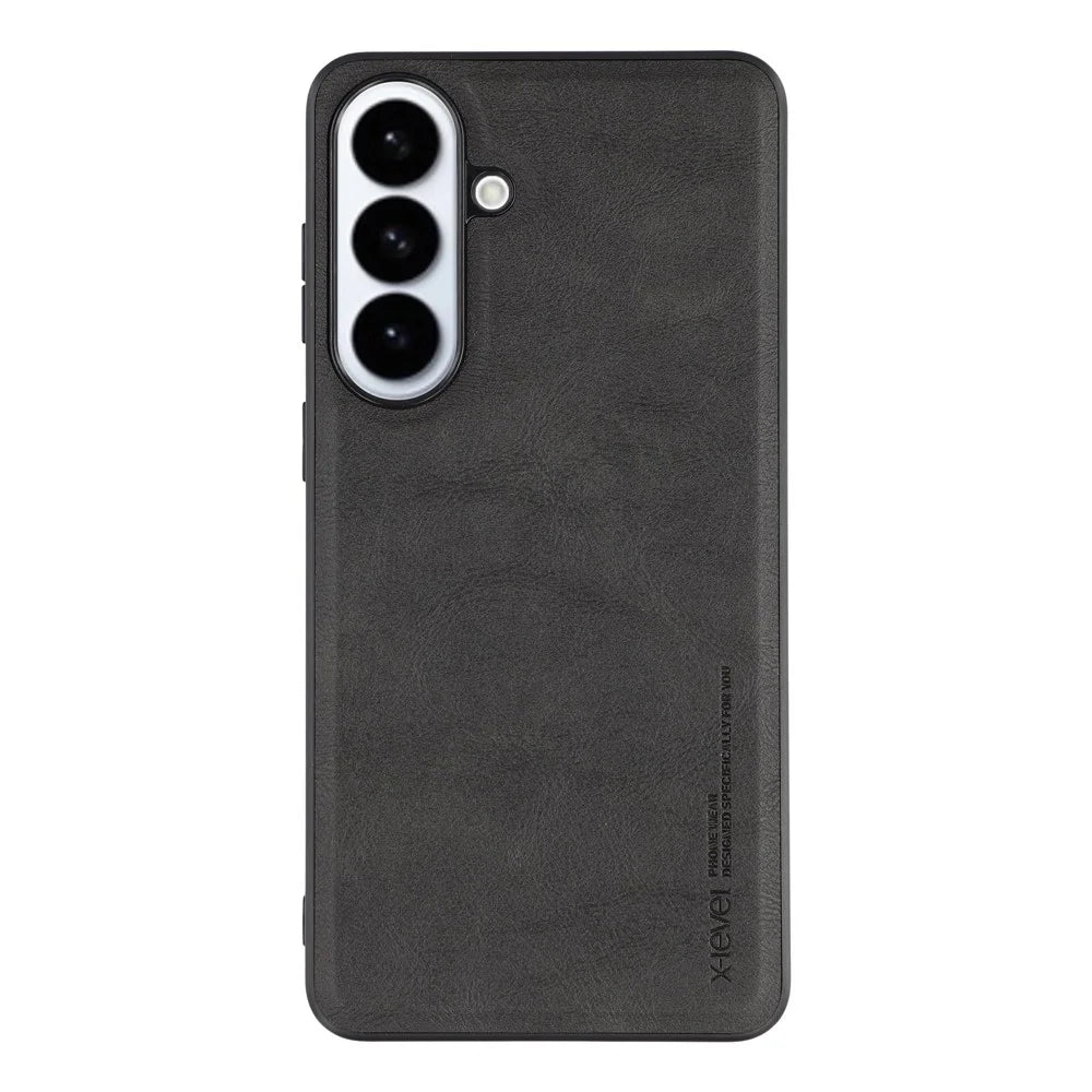 X-LEVEL Bojue-3 Series For Samsung Galaxy S26+ Case Leather Coated PC+TPU Phone Back Cover - Black - 1