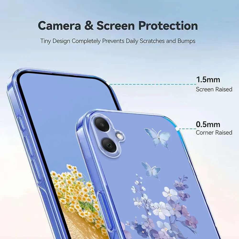 For Samsung Galaxy A06 4G / Galaxy A06 5G Case Butterfly Floral Pattern Printing TPU Phone Back Cover - Violets - 4