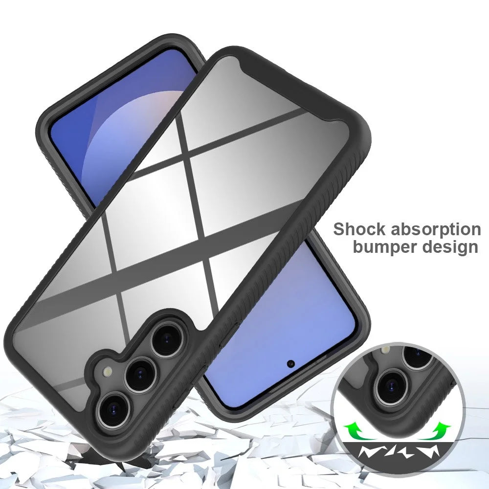 For Samsung Galaxy S26 Clear Case PC + TPU Phone Back Cover with PET Screen Film - Black - 4