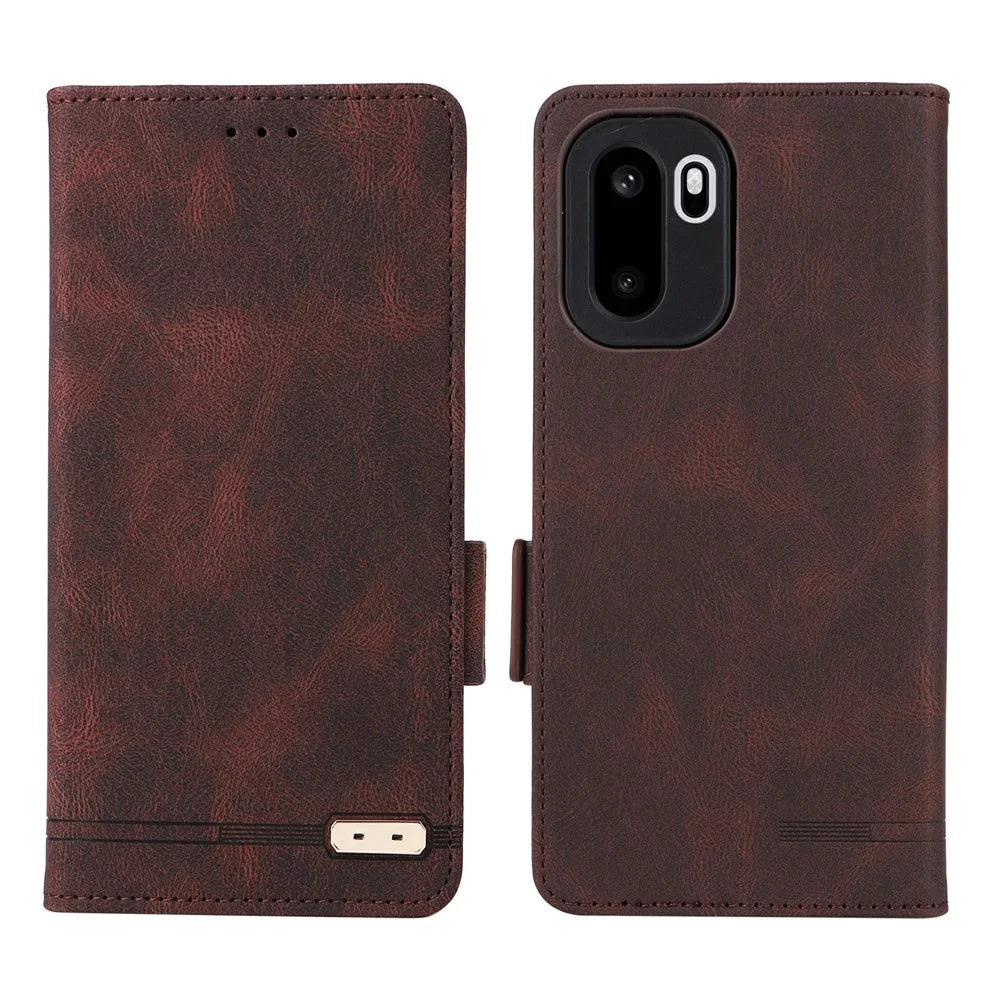 Phone Case For OnePlus 15R 5G  /  Ace 6 5G  /  Ace 6T 5G Leather Wallet Flip Phone Cover with Hardware Decor - Coffee - 1