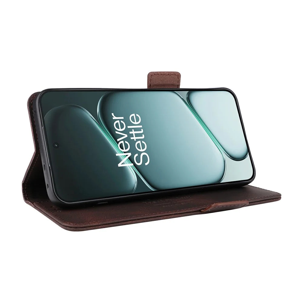 Phone Case For OnePlus 15R 5G  /  Ace 6 5G  /  Ace 6T 5G Leather Wallet Flip Phone Cover with Hardware Decor - Coffee - 3