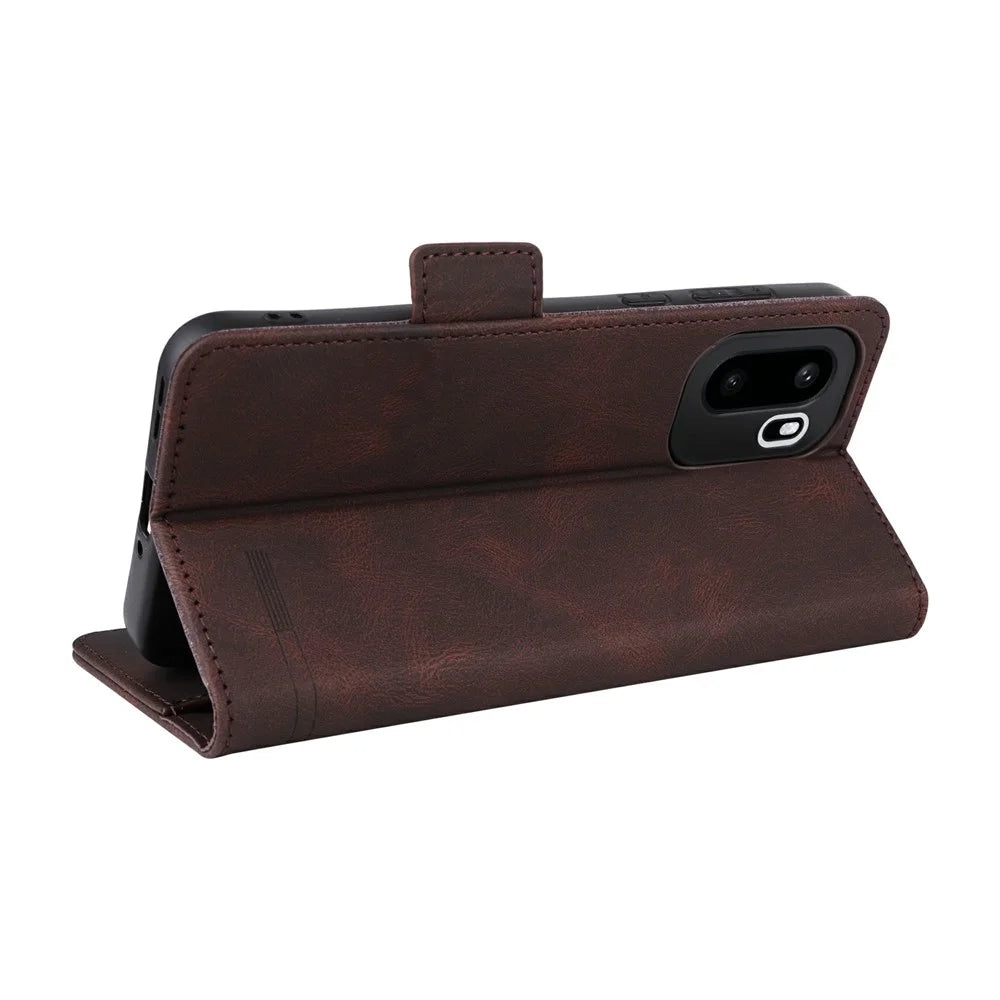 Phone Case For OnePlus 15R 5G  /  Ace 6 5G  /  Ace 6T 5G Leather Wallet Flip Phone Cover with Hardware Decor - Coffee - 4