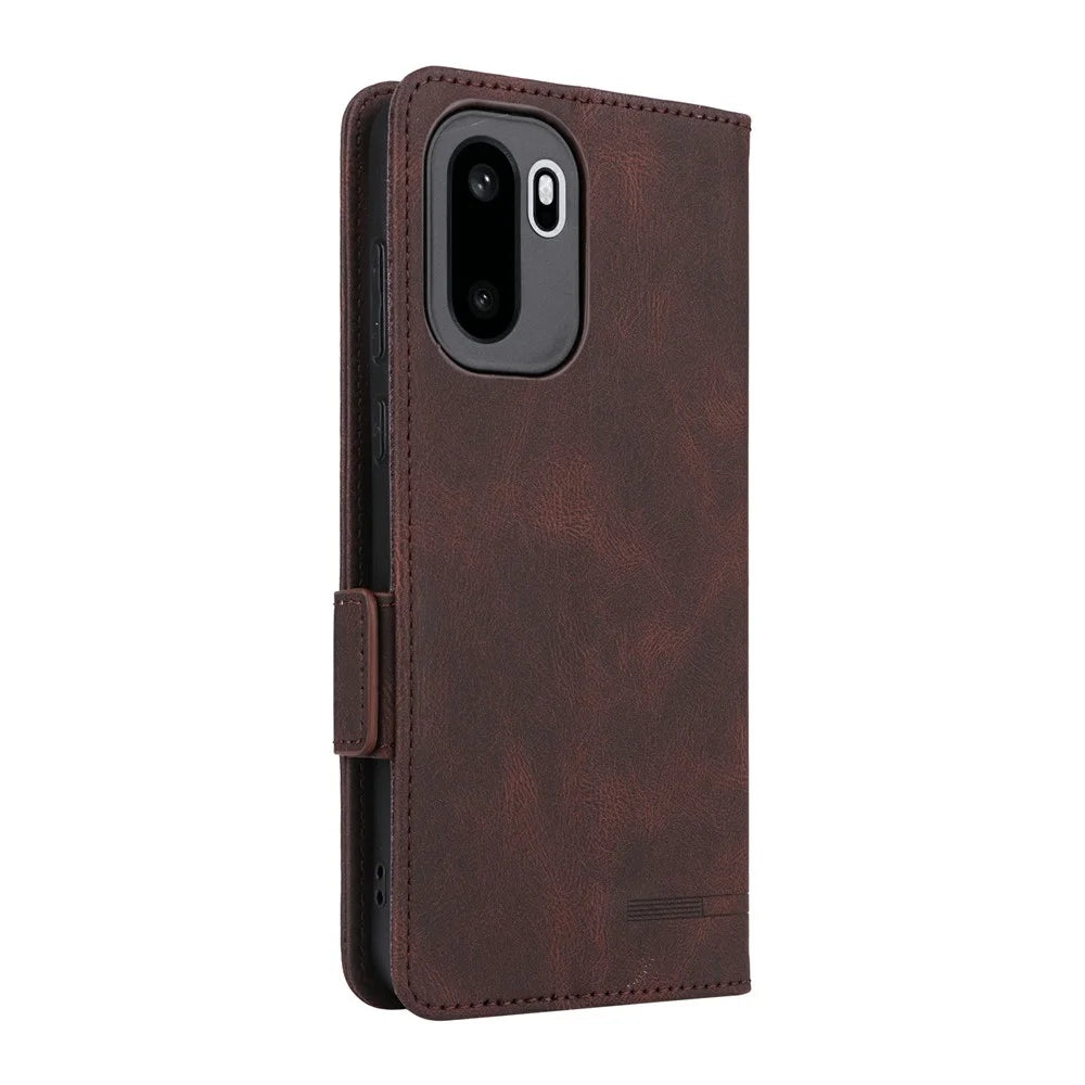 Phone Case For OnePlus 15R 5G  /  Ace 6 5G  /  Ace 6T 5G Leather Wallet Flip Phone Cover with Hardware Decor - Coffee - 7