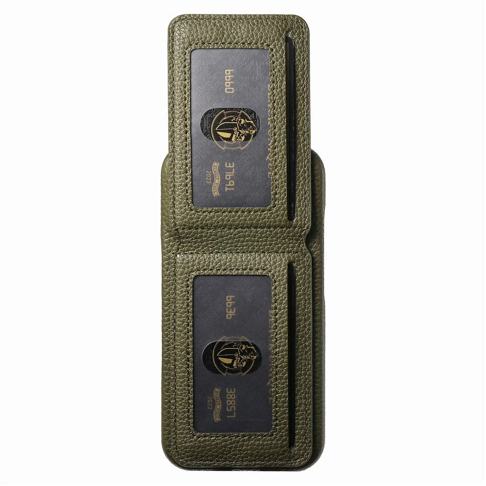For iPhone 18 Pro Max / 17 Pro Max Case RFID Blocking Card Holder Litchi Texture Leather Back Cover - Midnight Green - 2