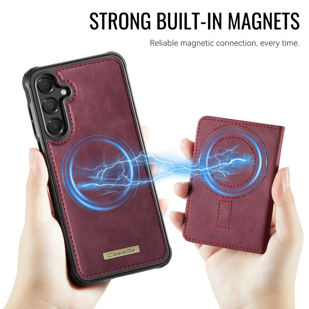 CASEME For Samsung Galaxy A15 5G / Galaxy A15 4G Magnetic Case  ME80 Series Leather PC TPU Phone Cover with Detachable Wallet - Red - 6