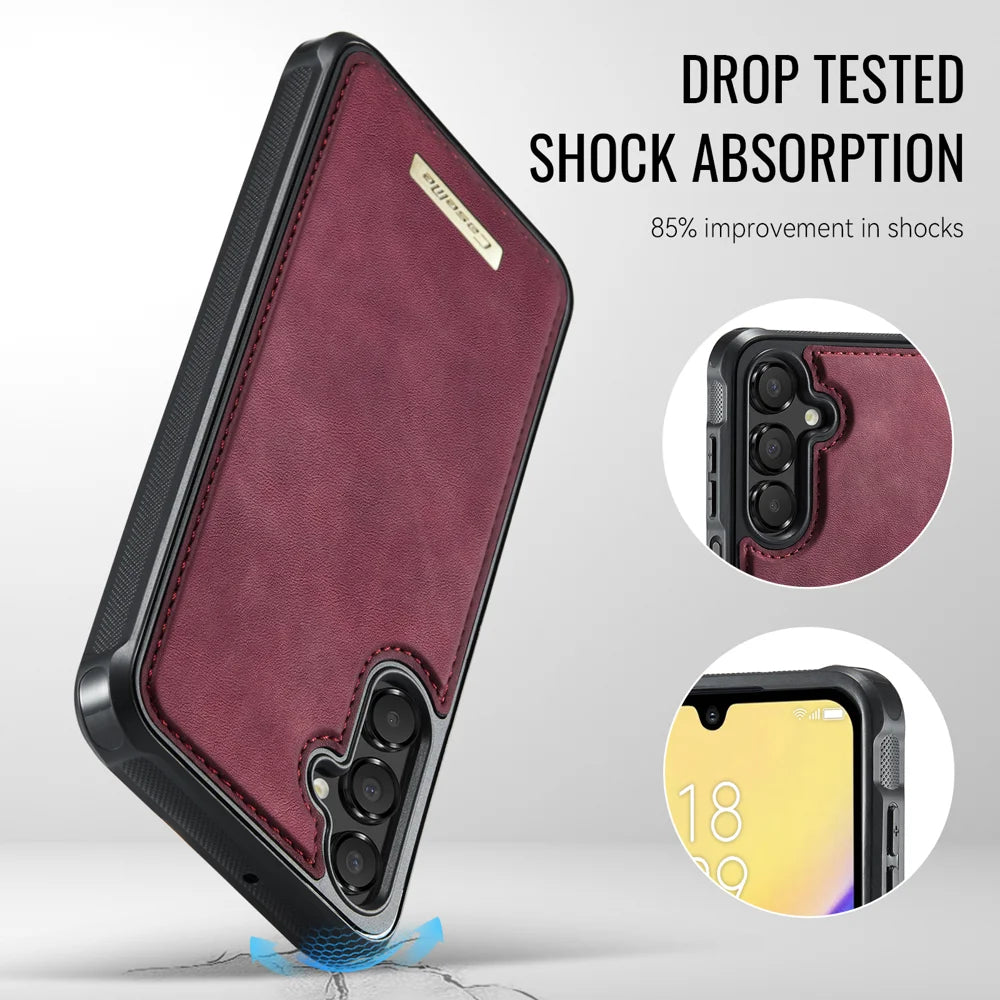 CASEME For Samsung Galaxy A15 5G / Galaxy A15 4G Magnetic Case  ME80 Series Leather PC TPU Phone Cover with Detachable Wallet - Red - 7