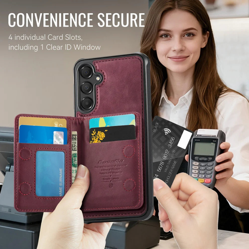 CASEME For Samsung Galaxy A16 4G / Galaxy A16 5G Magnetic Case  ME80 Series Leather PC TPU Phone Cover with Detachable Wallet - Red - 4