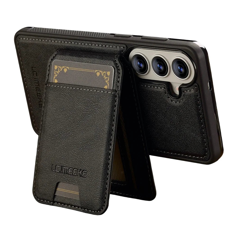 LC.IMEEKE L3 For Samsung Galaxy S26+ Magnetic Case Detachable Card Holder Leather TPU Mobile Cover - Black - 2