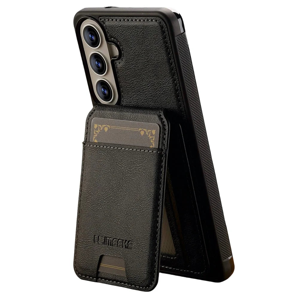 LC.IMEEKE L3 For Samsung Galaxy S26+ Magnetic Case Detachable Card Holder Leather TPU Mobile Cover - Black - 3