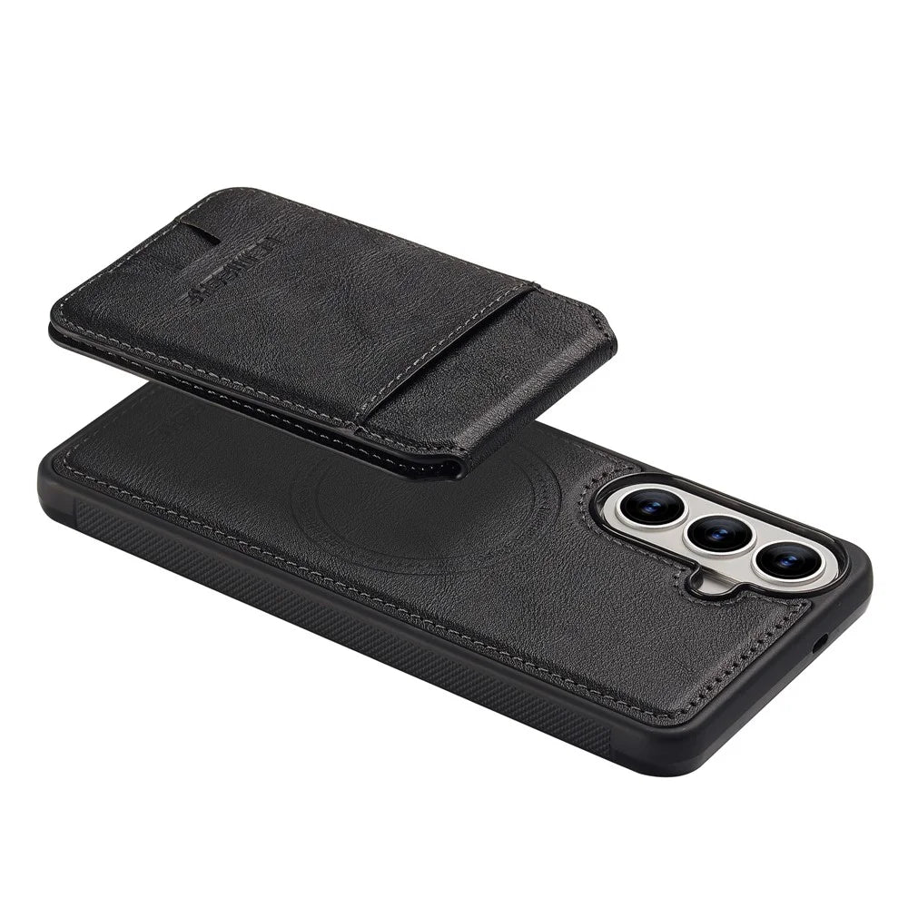 LC.IMEEKE L3 For Samsung Galaxy S26+ Magnetic Case Detachable Card Holder Leather TPU Mobile Cover - Black - 4