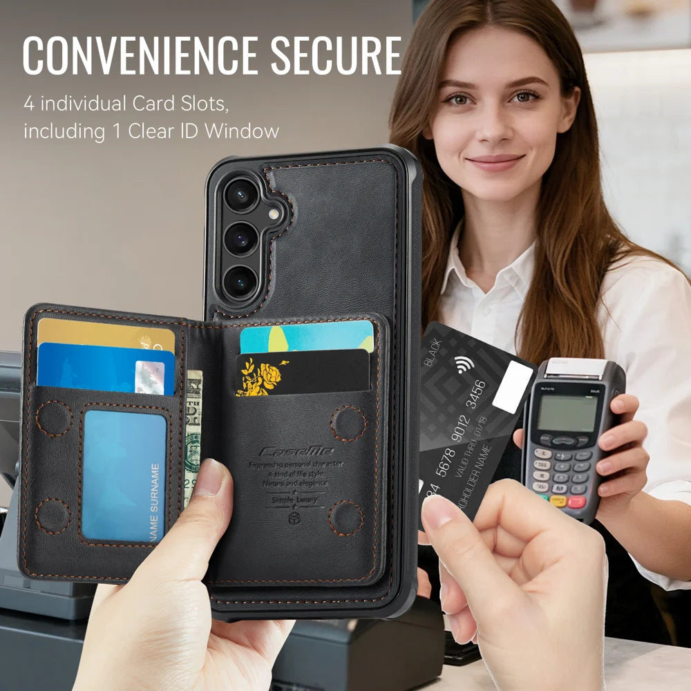 CASEME For Samsung Galaxy A54 5G Magnetic Case  ME80 Series Leather PC TPU Phone Cover with Detachable Wallet - Black - 4