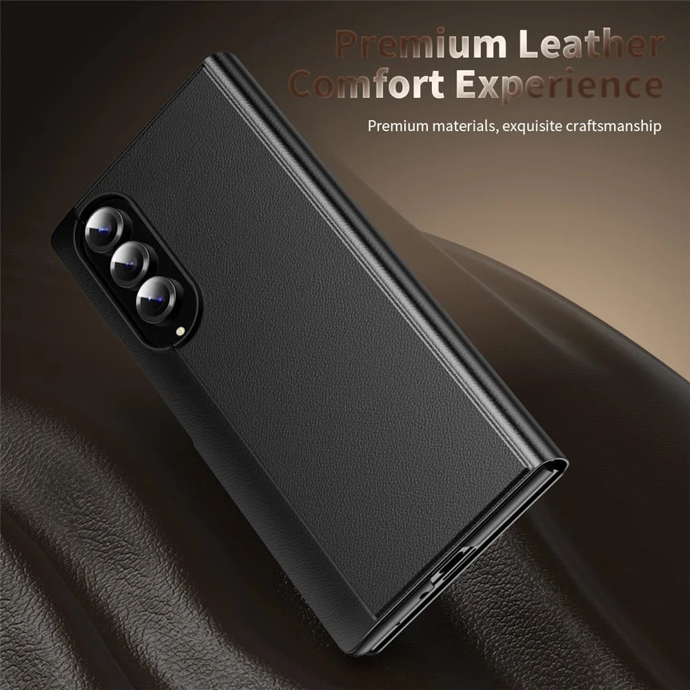 For Samsung Galaxy Z Fold3 5G Case Smart View Window Leather Phone Cover - Black - 2