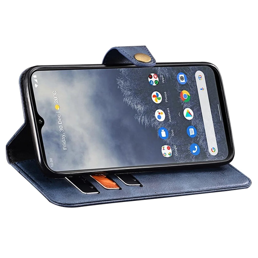 IDEWEI For Nokia C31 4G Protective Phone Case Fine Texture PU Leather Scratch-resistant Flip Wallet Cover Stand - Blue - 3