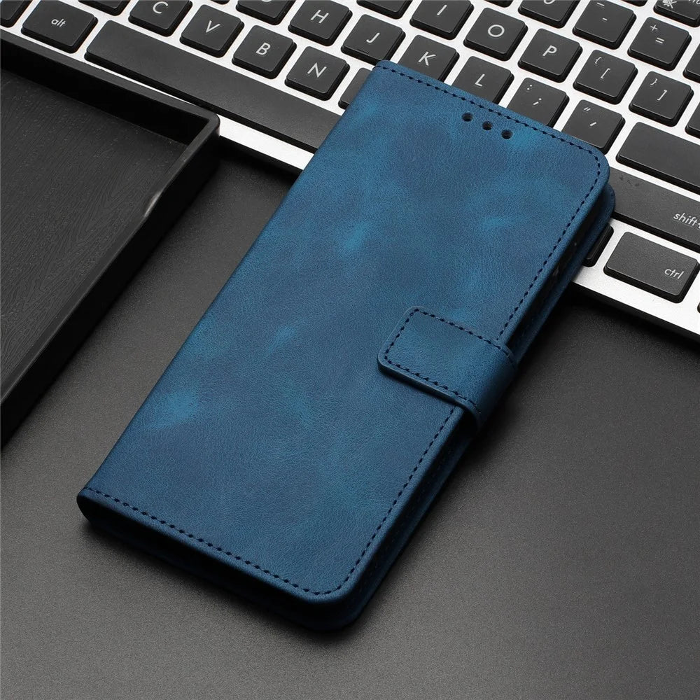 For Samsung Galaxy S26 Ultra Case Solid Color Leather Wallet Protective Phone Cover - Blue - 7