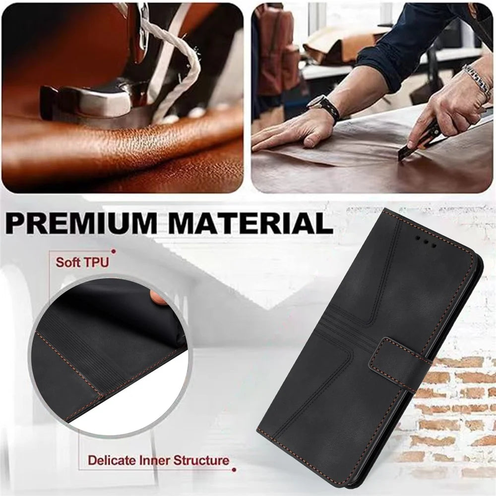 Phone Case For Samsung Galaxy S26 Triangle Imprinted Anti-Scratch PU Leather Phone Wallet Cover - Black - 4