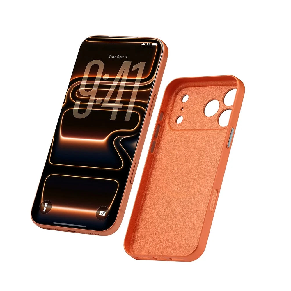 For iPhone 17 Pro Magnetic Case Fabric Texture PC Anti-Scratch Phone Cover Compatible with MagSafe - Ochre Brown - 3