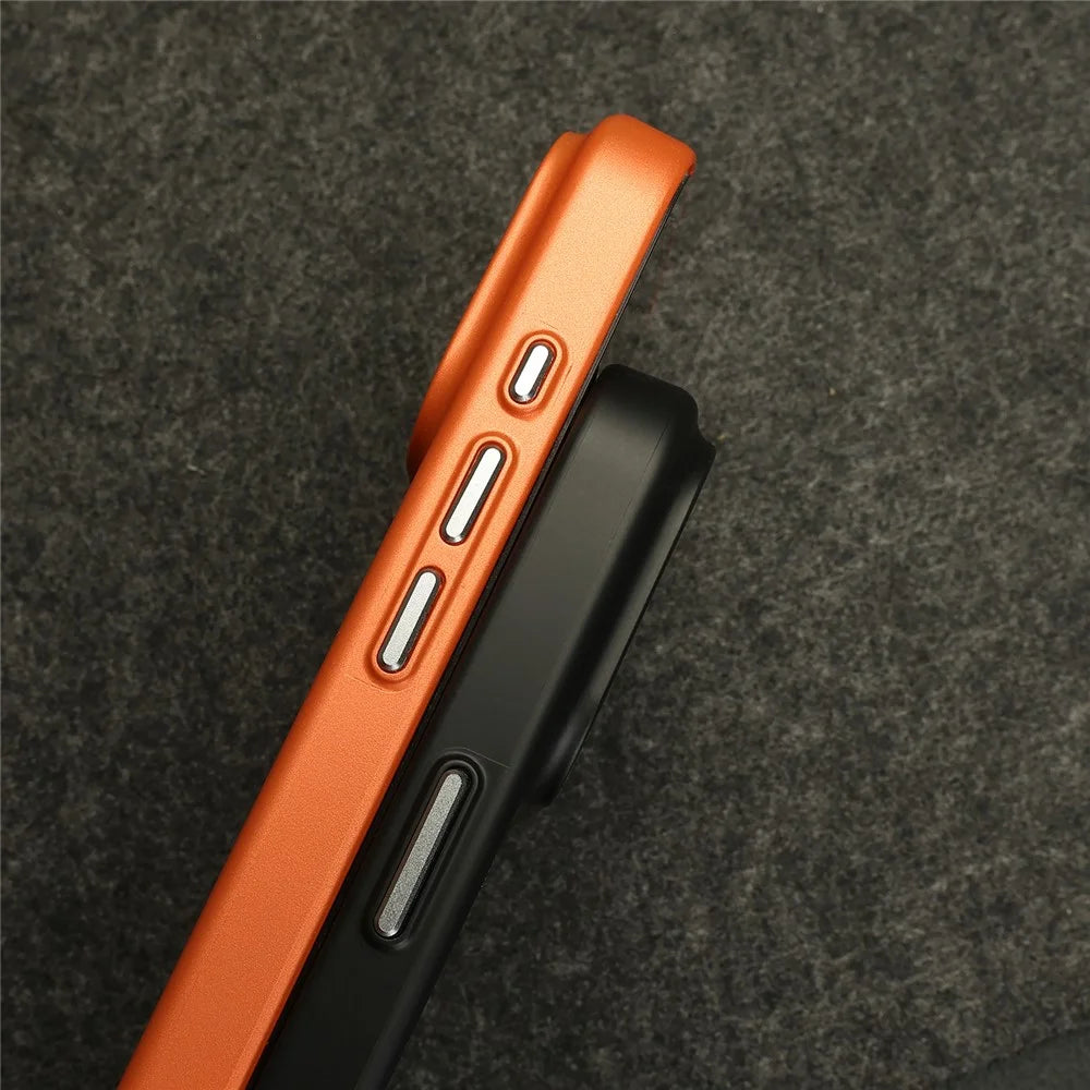 For iPhone 17 Pro Magnetic Case Fabric Texture PC Anti-Scratch Phone Cover Compatible with MagSafe - Ochre Brown - 6