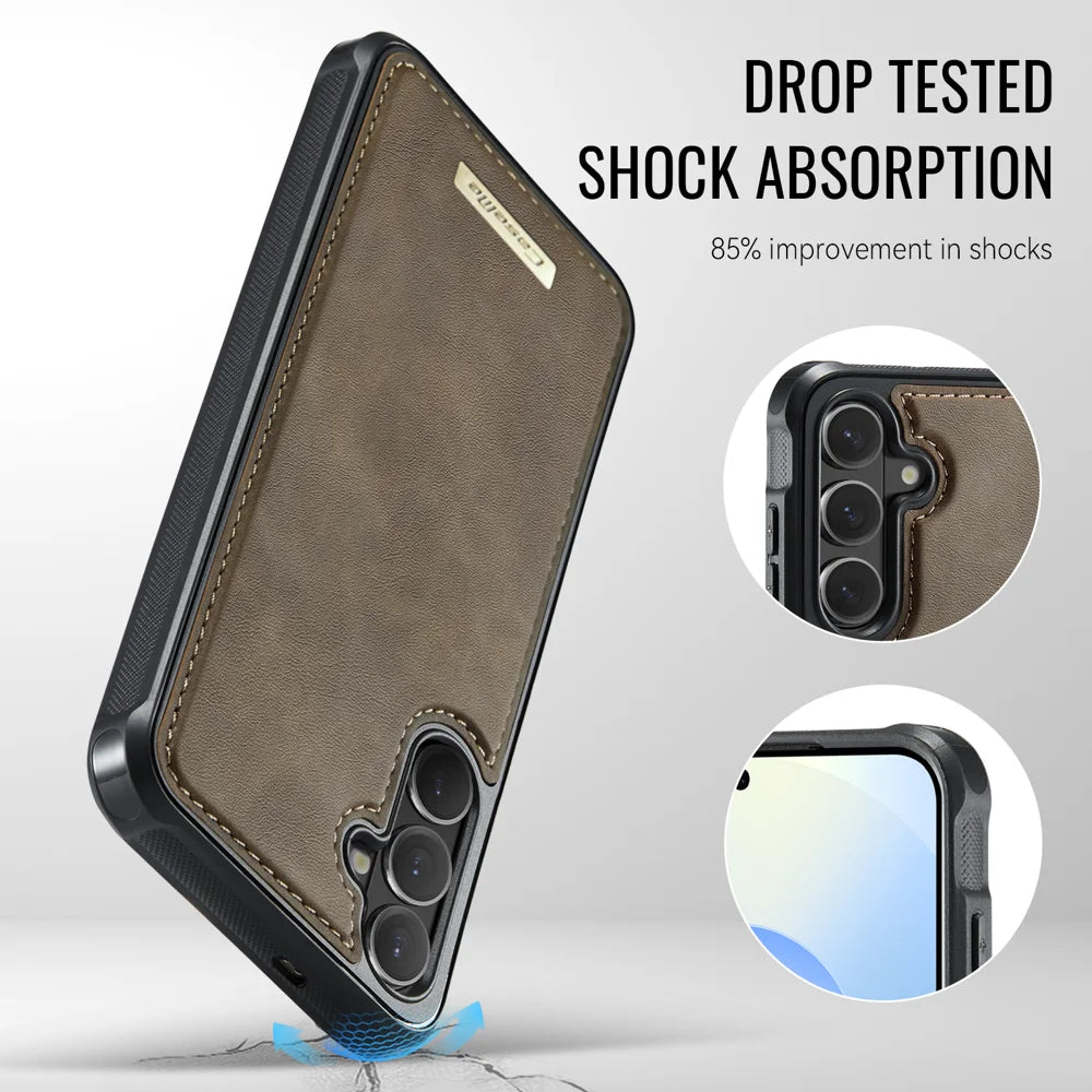 CASEME For Samsung Galaxy S26+ Magnetic Case  ME80 Series Leather PC TPU Phone Cover with Detachable Wallet - Coffee - 5