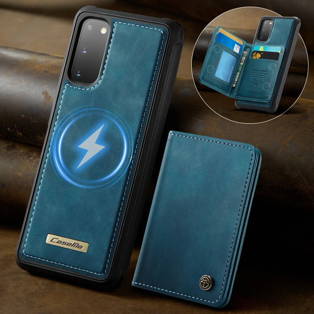 CASEME For Samsung Galaxy S20 4G / Galaxy S20 5G Magnetic Case  ME80 Series Leather PC TPU Phone Cover with Detachable Wallet - Green - 2