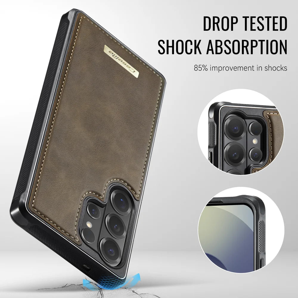 CASEME For Samsung Galaxy S26 Ultra Magnetic Case  ME80 Series Leather PC TPU Phone Cover with Detachable Wallet - Coffee - 7