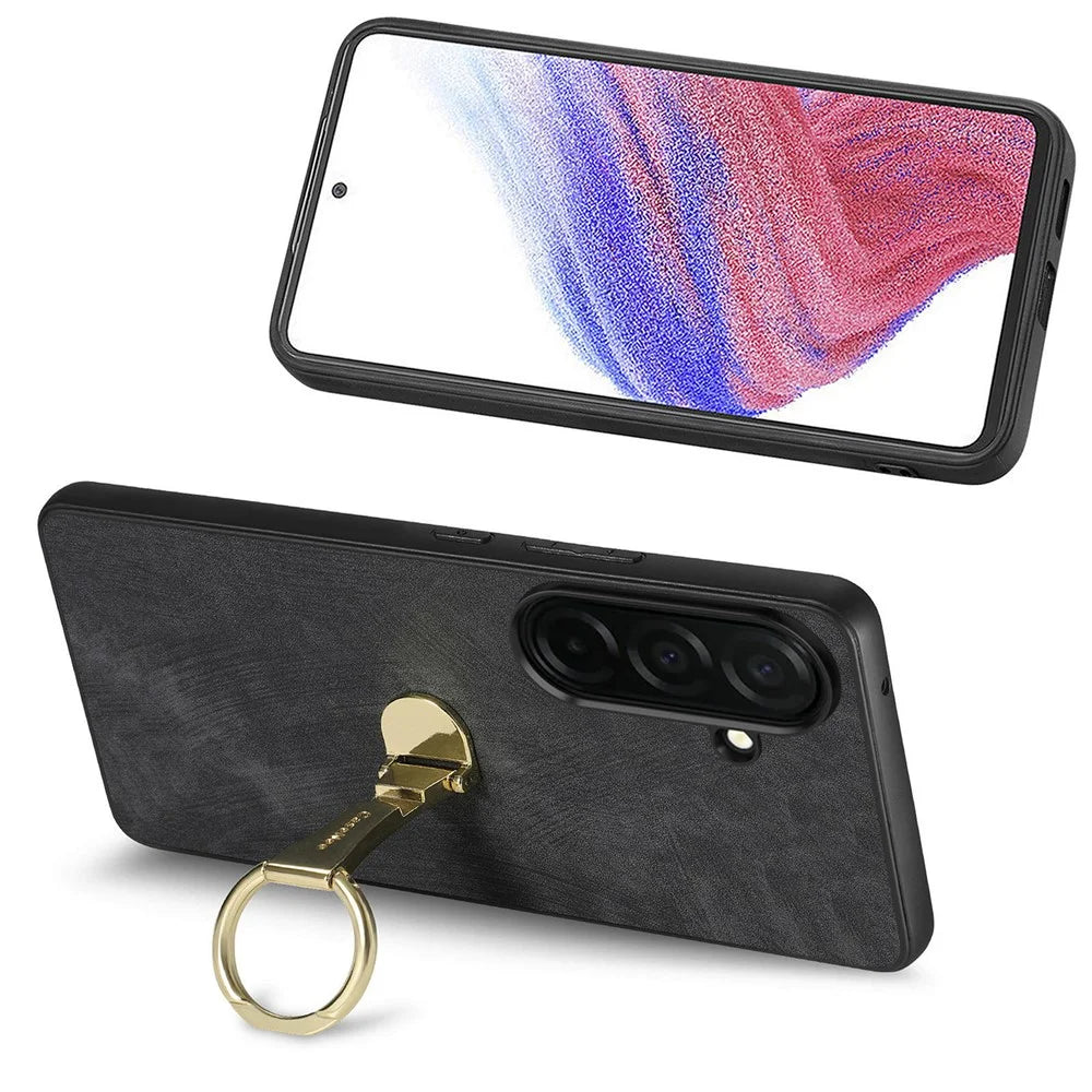 CASENEO D22 For Samsung Galaxy S26+ Case Folding Kickstand Retro Leather Back Phone Cover - Black - 3