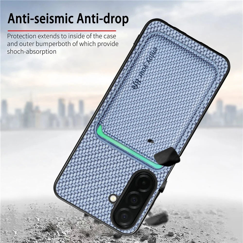 For Samsung Galaxy S26+ Magnetic Case Detachable Card Holder Phone Back Cover - Blue - 4