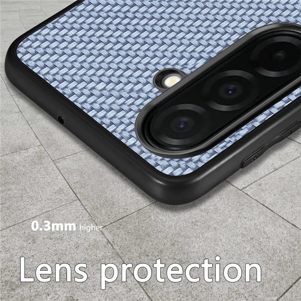 For Samsung Galaxy S26 Case Carbon Fiber Texture PU Leather + PC + TPU Phone Cover - Brown - 5