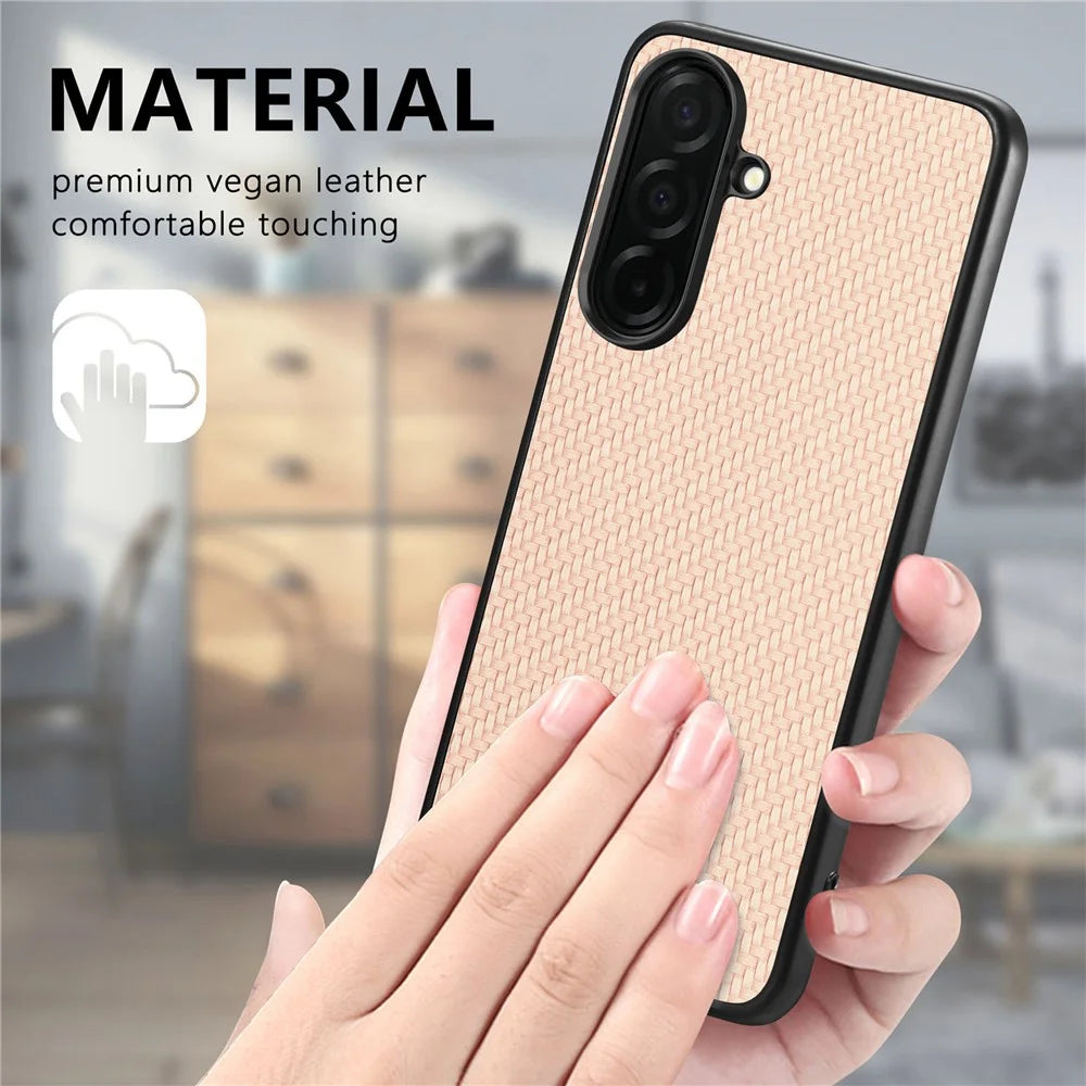 For Samsung Galaxy S26 Case Carbon Fiber Texture PU Leather + PC + TPU Phone Cover - Brown - 6
