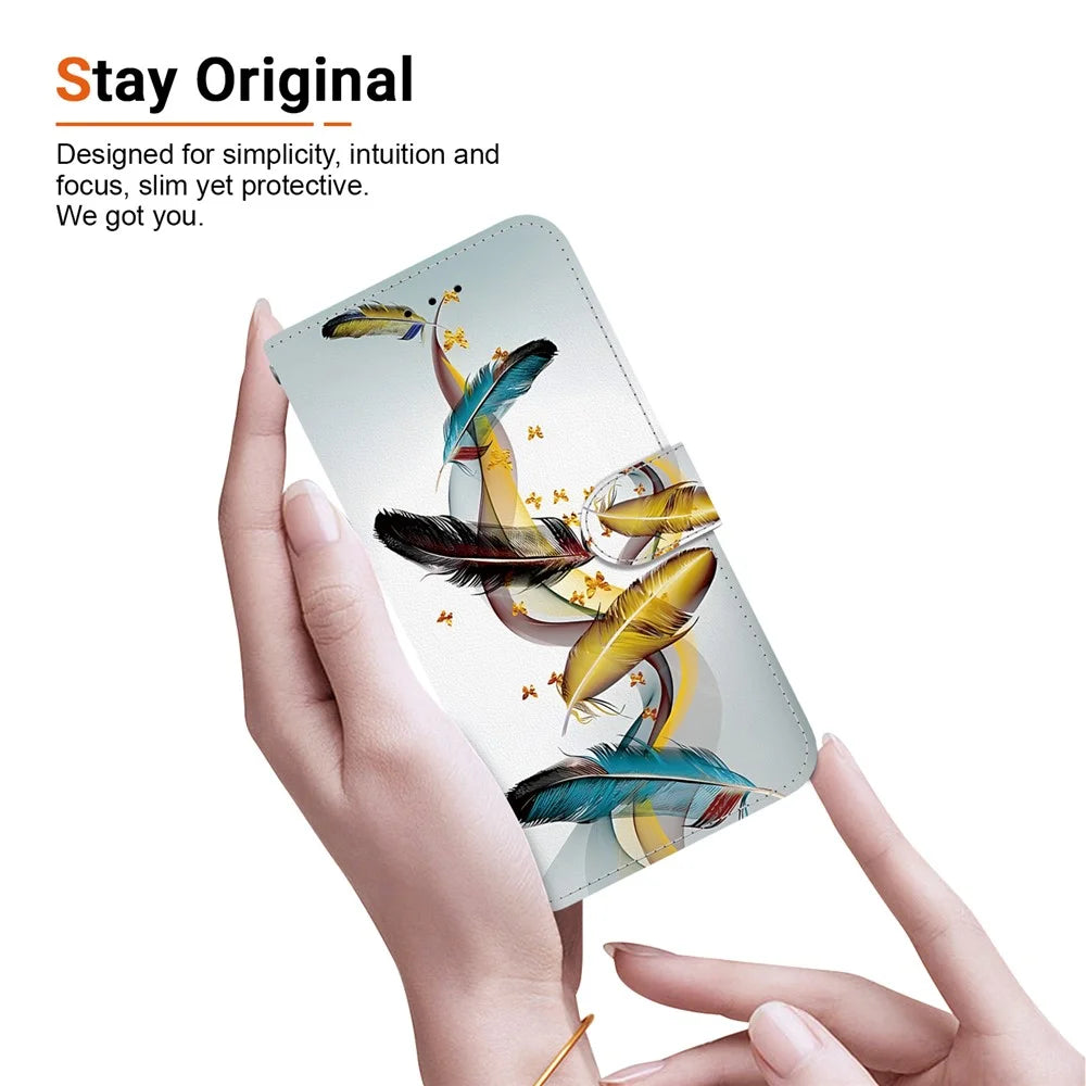 For Samsung Galaxy S26 Ultra Case Pattern Printing Leather Flip Wallet Phone Cover with Lanyard - Golden Butterfly Feather - 5